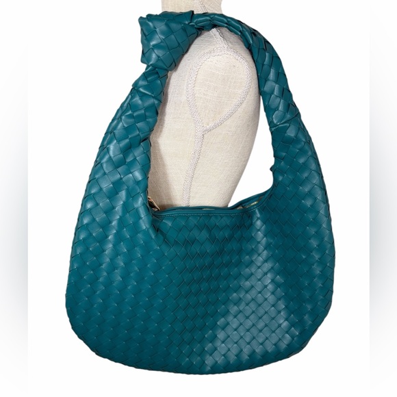 The Brigitte Satchel by Melie Bianco In Foliage Teal Green - Picture 5 of 13